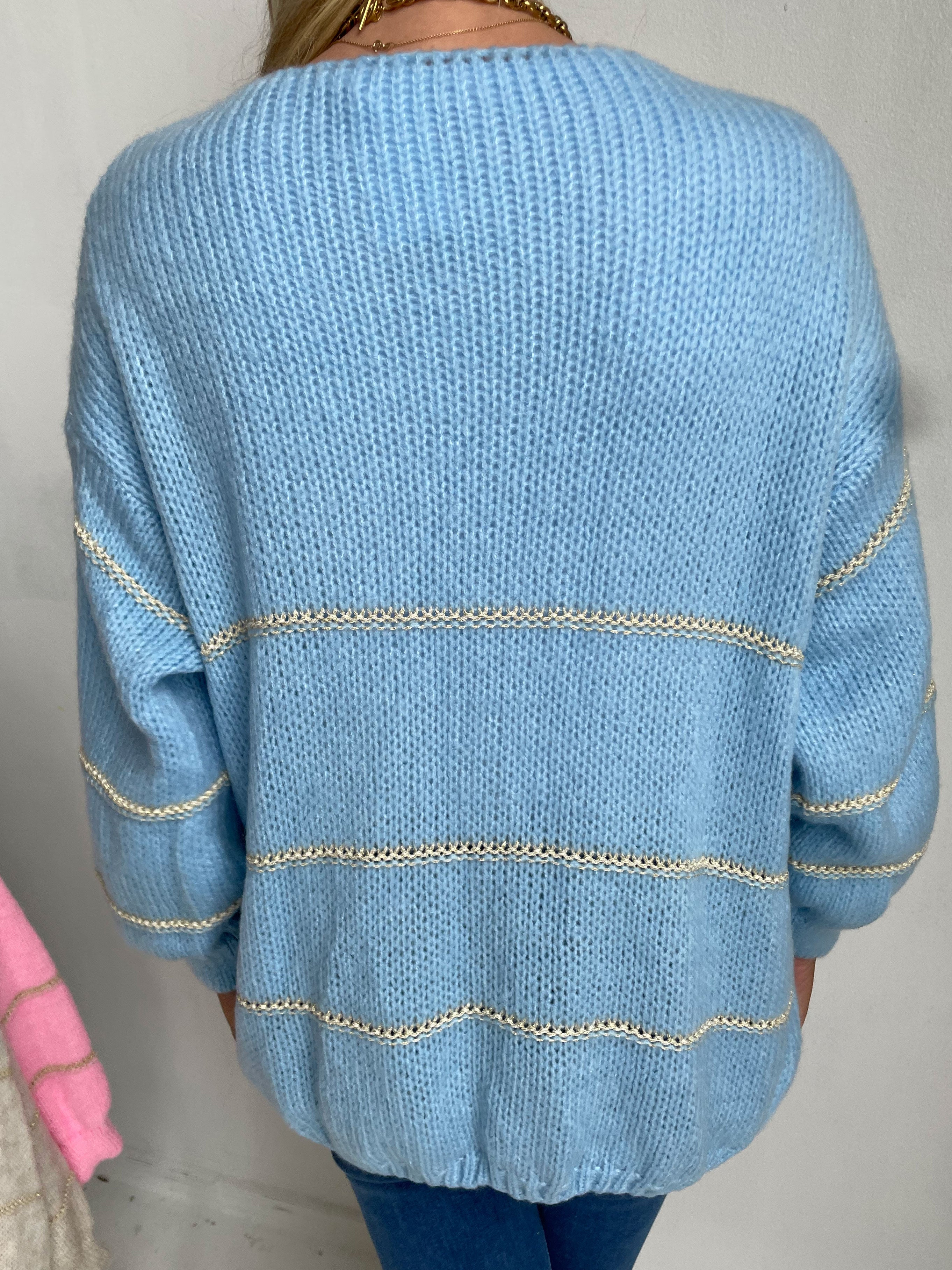 Yanira - Strikket cardigan med guldstriber